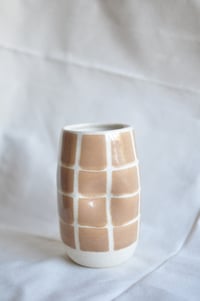 Image 1 of Tan Checkered Travel Mug