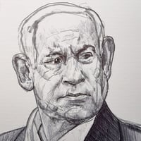 Image 5 of “Commanded Presence” — Benjamin Netanyahu Ink Portrait (6×9)