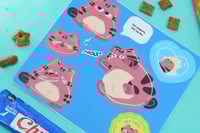 Image 1 of Gluttonous Cat Kiss Cut Sticker Sheet