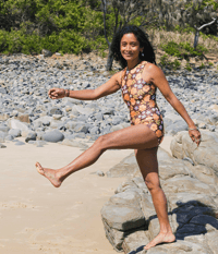 Image 4 of Vintage Onepiece (Vintage Leg) - Orange Flower