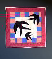 Image 1 of Swallows Wallhanging- Pinks and cornflower blue