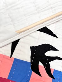 Image 3 of Swallows Wallhanging- Pinks and cornflower blue