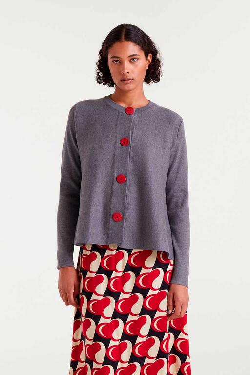 Image of Cárdigan de punto evasé gris