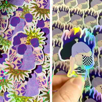 Image 1 of Stickers pailleté et holographique - Boxeuse et skateuse