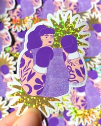 Image 2 of Stickers pailleté et holographique - Boxeuse et skateuse