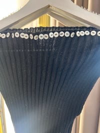 Image 5 of Merino wool black  boat neck top with Pearl buttons in front 