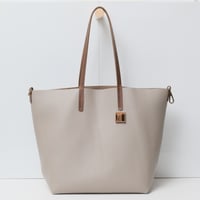 Image 1 of Slouchy Wide Tote in pebbled warm gray