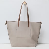 Image 3 of Slouchy Wide Tote in pebbled warm gray