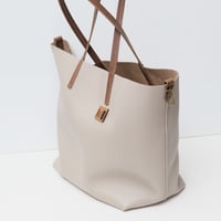 Image 5 of Slouchy Wide Tote in pebbled warm gray