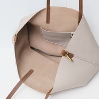 Image 6 of Slouchy Wide Tote in pebbled warm gray