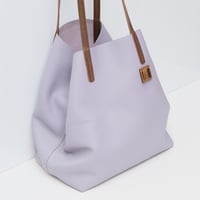 Image 2 of Slouchy Wide Tote in pebbled light lavender