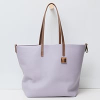 Image 1 of Slouchy Wide Tote in pebbled light lavender