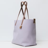 Image 4 of Slouchy Wide Tote in pebbled light lavender