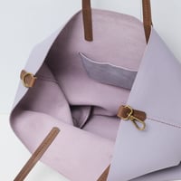 Image 6 of Slouchy Wide Tote in pebbled light lavender
