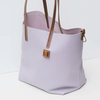 Image 5 of Slouchy Wide Tote in pebbled light lavender