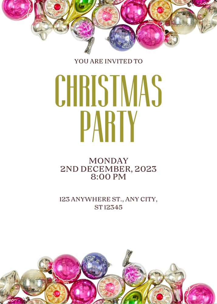 Image of Vintage Ornament Christmas Party Invitation