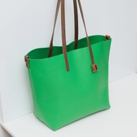 Image 2 of Slouchy Wide Tote in pebbled happy green