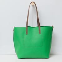 Image 3 of Slouchy Wide Tote in pebbled happy green