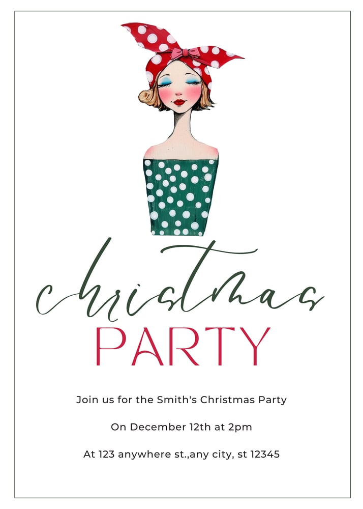 Image of Whimsy Girls Christmas Party Invitation