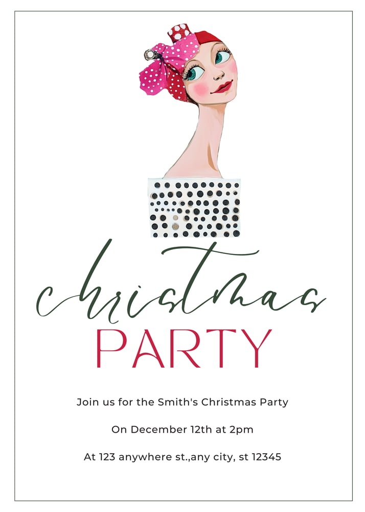Image of Whimsy Girls Christmas Party Invitation