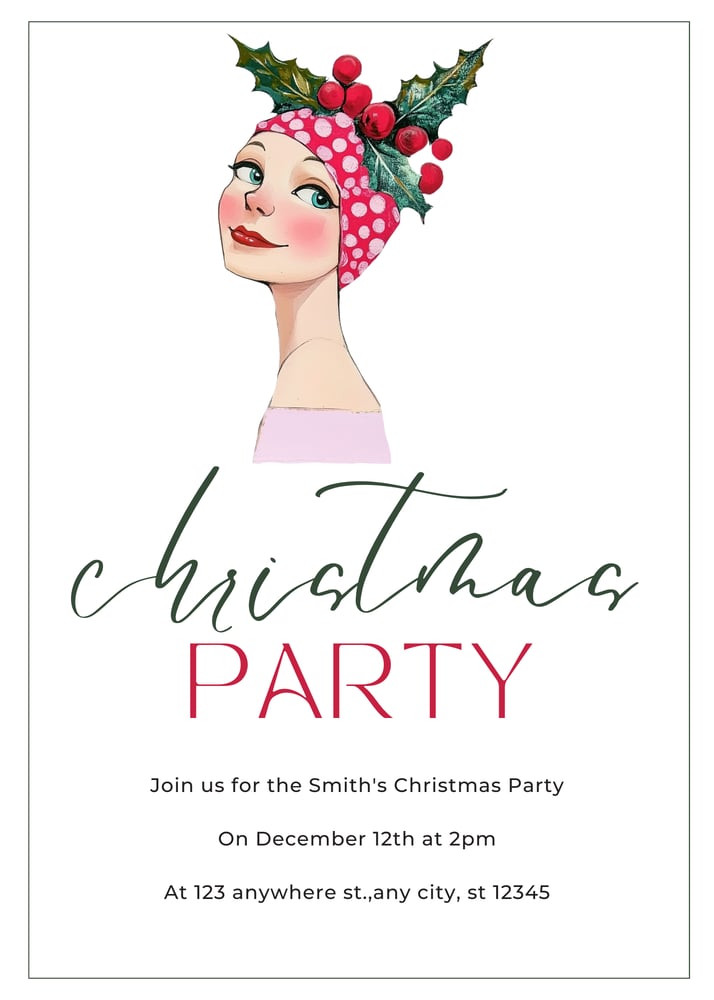 Image of Whimsy Girls Christmas Party Invitation