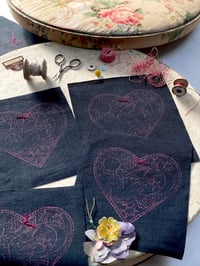 Dove & Heart  Embroidery Template on Black