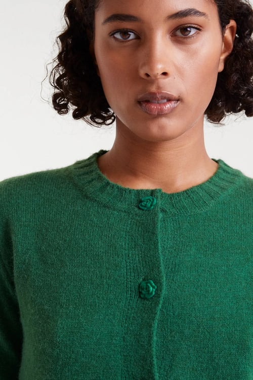 Image of 1-Cardigan de punto verde