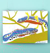 'Lizards on a tree' print