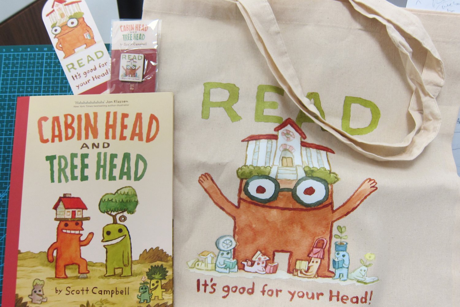 Image of Cabin Head and Tree Head - Scott Campbell - FREE TOTE & BADGE