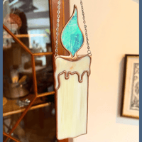 Image 1 of Chandelle flamme turquoise