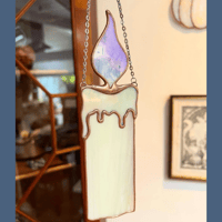 Image 1 of Chandelle flamme bleue violine