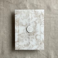 Image 2 of Poppy floral printed white translucent vellum wrap for 5x7 inches card PACK of 10