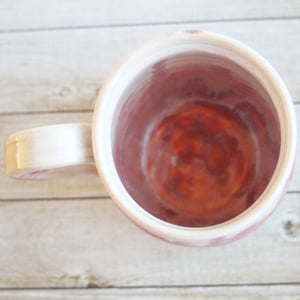 Image of Raspberry and Cream Glazed Pottery Mug, 13 Ounce Coffee Cup, Handcrafted Made in USA