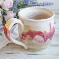 Image 5 of Raspberry and Cream Glazed Pottery Mug, 13 Ounce Coffee Cup, Handcrafted Made in USA