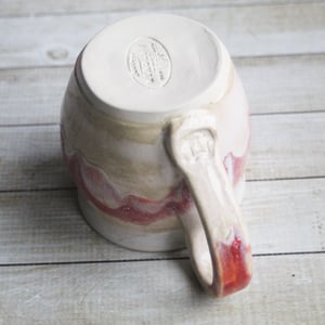 Image of Raspberry and Cream Glazed Pottery Mug, 13 Ounce Coffee Cup, Handcrafted Made in USA