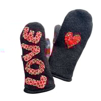 Image 1 of 2025 Love is in the Air Edit Repurposed Wool Sweater Mittens with Bling!