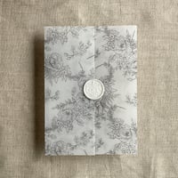 Image 6 of Poppy floral printed white translucent vellum wrap for 5x7 inches card PACK of 10