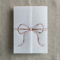 Image 1 of Rose gold foil ribbon bow white translucent vellum wrap for 5x7 inches card PACK of 10