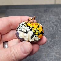 Image 4 of RESERVED for Sarah - LG. Festive Cobweb Pumpkin - Flamework glass sculpture