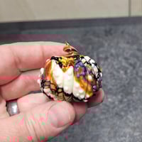 Image 7 of RESERVED for Sarah - LG. Festive Cobweb Pumpkin - Flamework glass sculpture