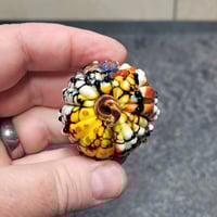 Image 8 of RESERVED for Sarah - LG. Festive Cobweb Pumpkin - Flamework glass sculpture