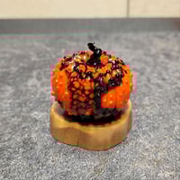 Image 1 of LG. Orange & Black Pumpkin - Flamework glass sculpture