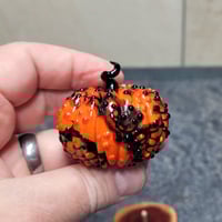 Image 6 of LG. Orange & Black Pumpkin - Flamework glass sculpture