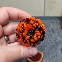 Image 9 of LG. Orange & Black Pumpkin - Flamework glass sculpture