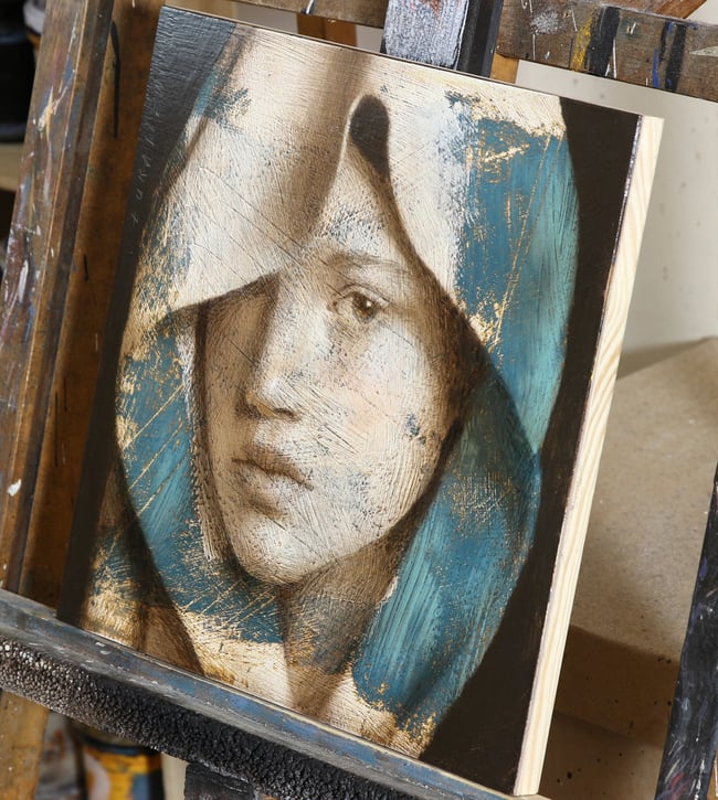 "Portrait with phthalo blue" 