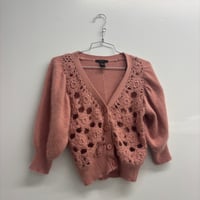 Image 1 of angora crochet cardigan 