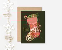 Floral Christmas Stocking Holiday Greeting Card