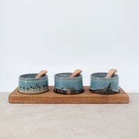 Image 1 of Green Flowers Condiment Set
