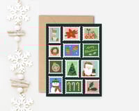 Christmas Postage Stamps Holiday Greeting Card