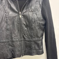 Image 4 of 00s leather & knit jacket